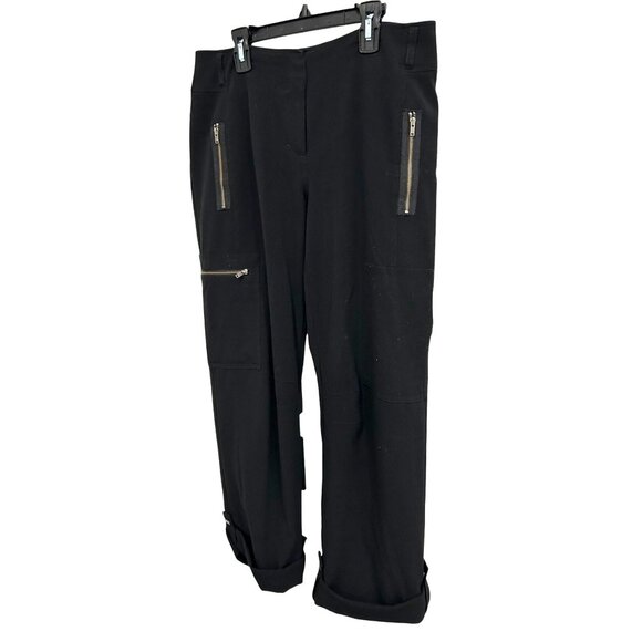 Chicos Black Utility Pants With Zipper Pockets & Cuffed Hems Size S - Picture 3 of 10